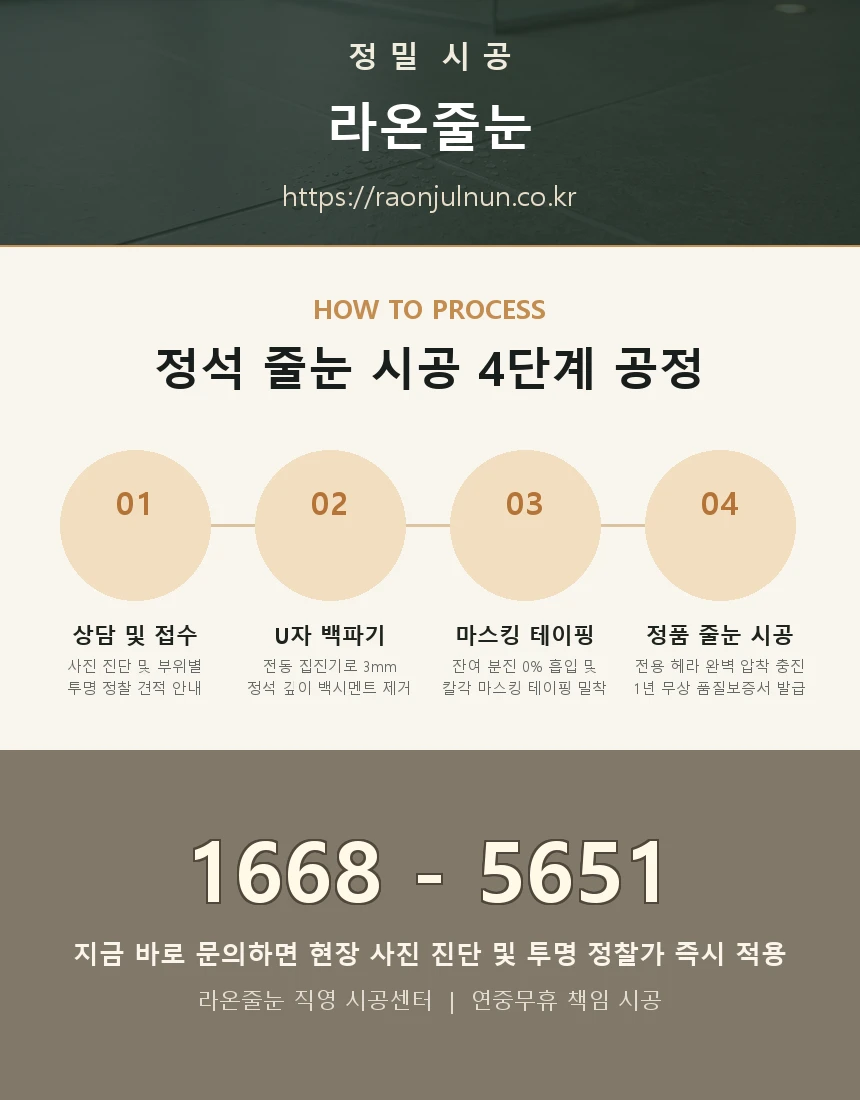 라온줄눈 정석 시공 4단계 공정